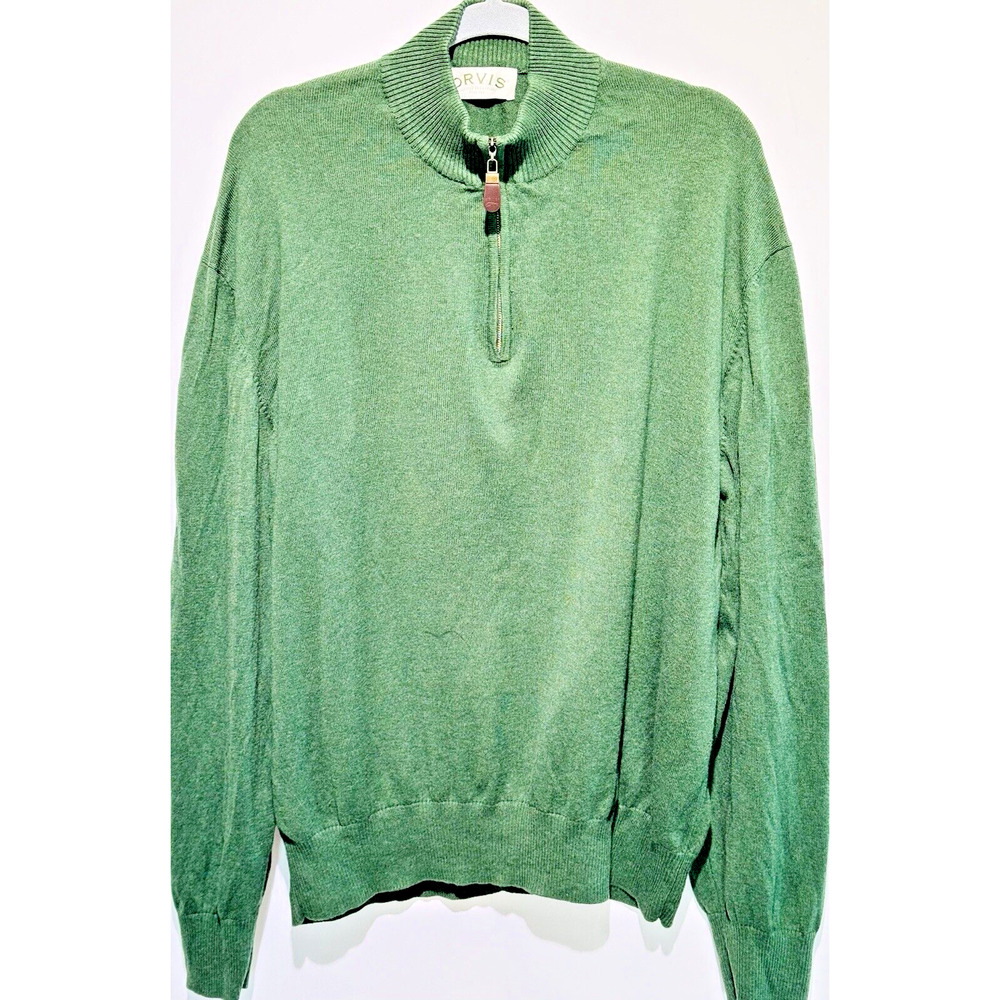 ORVIS MEN'S HALF ZIP SWEATER PULLOVER FOREST GREEN LIGHTWEIGHT XXL